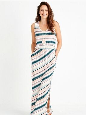 Maurices Striped Strappy Back Maxi Dress